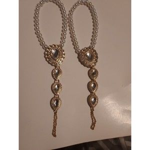 2 Pc Women's Foot Chain Barefoot Sandals Wedding Pearls Jewelry Anklet